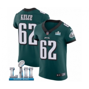 Men's Nike Philadelphia Eagles #62 Jason Kelce Midnight Green Team Color Vapor Untouchable Elite Player Super Bowl LII NFL Jersey