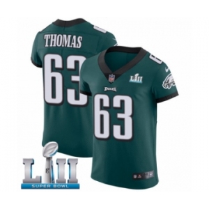 Men's Nike Philadelphia Eagles #63 Dallas Thomas Midnight Green Team Color Vapor Untouchable Elite Player Super Bowl LII NFL Jersey