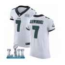 Men's Nike Philadelphia Eagles #7 Ron Jaworski White Vapor Untouchable Elite Player Super Bowl LII NFL Jersey