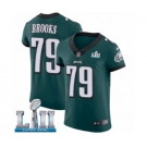 Men's Nike Philadelphia Eagles #79 Brandon Brooks Midnight Green Team Color Vapor Untouchable Elite Player Super Bowl LII NFL Jersey