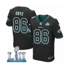 Men's Nike Philadelphia Eagles #86 Zach Ertz Elite Black Alternate Drift Fashion Super Bowl LII NFL Jersey