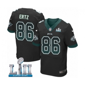 Men's Nike Philadelphia Eagles #86 Zach Ertz Elite Black Alternate Drift Fashion Super Bowl LII NFL Jersey