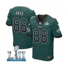 Men's Nike Philadelphia Eagles #86 Zach Ertz Elite Midnight Green Home Drift Fashion Super Bowl LII NFL Jersey
