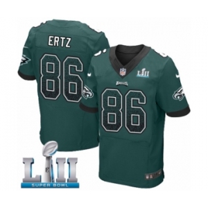 Men's Nike Philadelphia Eagles #86 Zach Ertz Elite Midnight Green Home Drift Fashion Super Bowl LII NFL Jersey