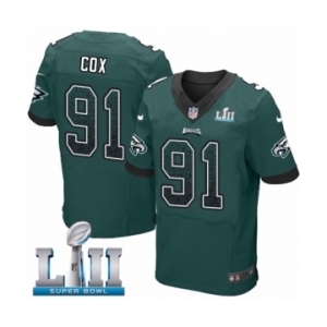Men's Nike Philadelphia Eagles #91 Fletcher Cox Elite Midnight Green Home Drift Fashion Super Bowl LII NFL Jersey