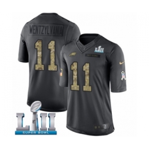 Men's Nike Philadelphia Eagles #11 Carson Wentz Limited Black 2016 Salute to Service Wentzylvania Super Bowl LII NFL Jersey