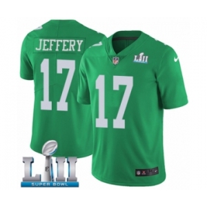 Men's Nike Philadelphia Eagles #17 Alshon Jeffery Limited Green Rush Vapor Untouchable Super Bowl LII NFL Jersey