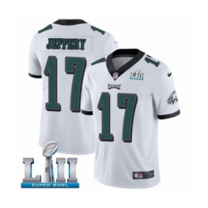 Men's Nike Philadelphia Eagles #17 Alshon Jeffery White Vapor Untouchable Limited Player Super Bowl LII NFL Jersey