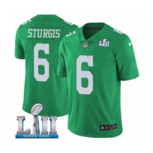 Men's Nike Philadelphia Eagles #6 Caleb Sturgis Limited Green Rush Vapor Untouchable Super Bowl LII NFL Jersey