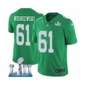 Men's Nike Philadelphia Eagles #61 Stefen Wisniewski Limited Green Rush Vapor Untouchable Super Bowl LII NFL Jersey