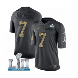 Men's Nike Philadelphia Eagles #7 Ron Jaworski Limited Black 2016 Salute to Service Super Bowl LII NFL Jersey