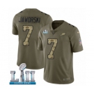 Men's Nike Philadelphia Eagles #7 Ron Jaworski Limited Olive Camo 2017 Salute to Service Super Bowl LII NFL Jersey