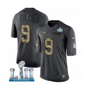 Men's Nike Philadelphia Eagles #9 Nick Foles Limited Black 2016 Salute to Service Super Bowl LII NFL Jersey