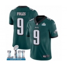 Men's Nike Philadelphia Eagles #9 Nick Foles Midnight Green Team Color Vapor Untouchable Limited Player Super Bowl LII NFL Jersey