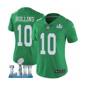 Women's Nike Philadelphia Eagles #10 Mack Hollins Limited Green Rush Vapor Untouchable Super Bowl LII NFL Jersey