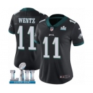 Women's Nike Philadelphia Eagles #11 Carson Wentz Black Alternate Vapor Untouchable Limited Player Super Bowl LII NFL Jersey