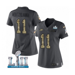Women's Nike Philadelphia Eagles #11 Carson Wentz Limited Black 2016 Salute to Service Wentzylvania Super Bowl LII NFL Jersey
