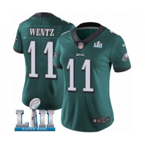 Women's Nike Philadelphia Eagles #11 Carson Wentz Midnight Green Team Color Vapor Untouchable Limited Player Super Bowl LII NFL Jersey