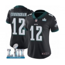 Women's Nike Philadelphia Eagles #12 Randall Cunningham Black Alternate Vapor Untouchable Limited Player Super Bowl LII NFL Jersey
