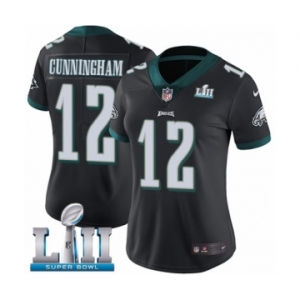 Women's Nike Philadelphia Eagles #12 Randall Cunningham Black Alternate Vapor Untouchable Limited Player Super Bowl LII NFL Jersey