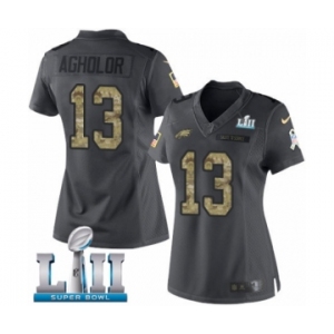 Women's Nike Philadelphia Eagles #13 Nelson Agholor Limited Black 2016 Salute to Service Super Bowl LII NFL Jersey