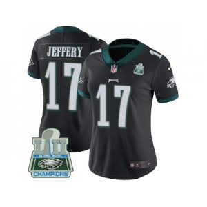 Womens Nike Philadelphia Eagles #17 Alshon Jeffery Black Alternate Super Bowl LII Champions Stitched NFL Vapor Untouchable Limited Jersey