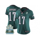 Womens Nike Philadelphia Eagles #17 Alshon Jeffery Midnight Green Team Color Super Bowl LII Champions Stitched NFL Vapor Untouchable Limited Jersey
