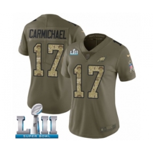 Women's Nike Philadelphia Eagles #17 Harold Carmichael Limited Olive Camo 2017 Salute to Service Super Bowl LII NFL Jersey