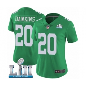 Women's Nike Philadelphia Eagles #20 Brian Dawkins Limited Green Rush Vapor Untouchable Super Bowl LII NFL Jersey