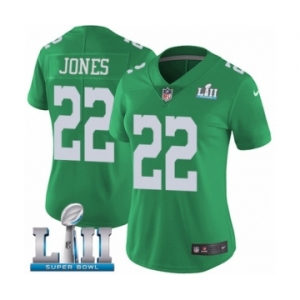 Women's Nike Philadelphia Eagles #22 Sidney Jones Limited Green Rush Vapor Untouchable Super Bowl LII NFL Jersey