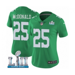 Women's Nike Philadelphia Eagles #25 Tommy McDonald Limited Green Rush Vapor Untouchable Super Bowl LII NFL Jersey