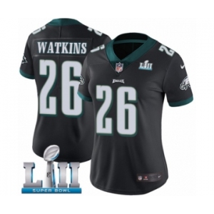 Women's Nike Philadelphia Eagles #26 Jaylen Watkins Black Alternate Vapor Untouchable Limited Player Super Bowl LII NFL Jersey