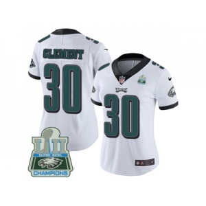 Womens Nike Philadelphia Eagles #30 Corey Clement White Super Bowl LII Champions Stitched NFL Vapor Untouchable Limited Jersey