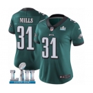 Women's Nike Philadelphia Eagles #31 Jalen Mills Midnight Green Team Color Vapor Untouchable Limited Player Super Bowl LII NFL Jersey