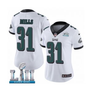 Women's Nike Philadelphia Eagles #31 Jalen Mills White Vapor Untouchable Limited Player Super Bowl LII NFL Jersey