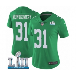 Women's Nike Philadelphia Eagles #31 Wilbert Montgomery Limited Green Rush Vapor Untouchable Super Bowl LII NFL Jersey