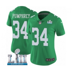 Women's Nike Philadelphia Eagles #34 Donnel Pumphrey Limited Green Rush Vapor Untouchable Super Bowl LII NFL Jersey