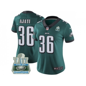 Womens Nike Philadelphia Eagles #36 Jay Ajayi Midnight Green Team Color Super Bowl LII Champions Stitched NFL Vapor Untouchable Limited Jersey