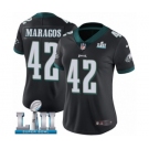 Women's Nike Philadelphia Eagles #42 Chris Maragos Black Alternate Vapor Untouchable Limited Player Super Bowl LII NFL Jersey