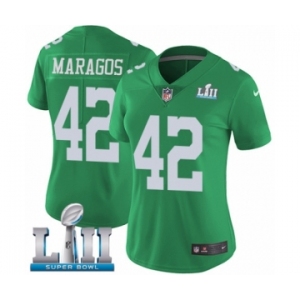 Women's Nike Philadelphia Eagles #42 Chris Maragos Limited Green Rush Vapor Untouchable Super Bowl LII NFL Jersey