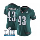 Women's Nike Philadelphia Eagles #43 Darren Sproles Midnight Green Team Color Vapor Untouchable Limited Player Super Bowl LII NFL Jersey