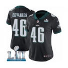 Women's Nike Philadelphia Eagles #46 Herman Edwards Black Alternate Vapor Untouchable Limited Player Super Bowl LII NFL Jersey