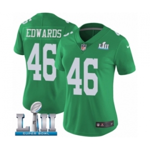 Women's Nike Philadelphia Eagles #46 Herman Edwards Limited Green Rush Vapor Untouchable Super Bowl LII NFL Jersey