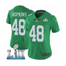 Women's Nike Philadelphia Eagles #48 Wes Hopkins Limited Green Rush Vapor Untouchable Super Bowl LII NFL Jersey