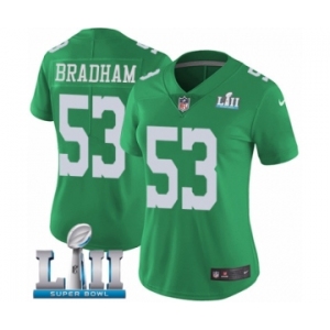 Women's Nike Philadelphia Eagles #53 Nigel Bradham Limited Green Rush Vapor Untouchable Super Bowl LII NFL Jersey