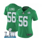 Women's Nike Philadelphia Eagles #56 Chris Long Limited Green Rush Vapor Untouchable Super Bowl LII NFL Jersey