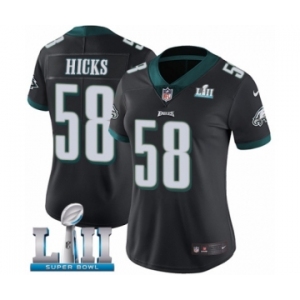 Women's Nike Philadelphia Eagles #58 Jordan Hicks Black Alternate Vapor Untouchable Limited Player Super Bowl LII NFL Jersey