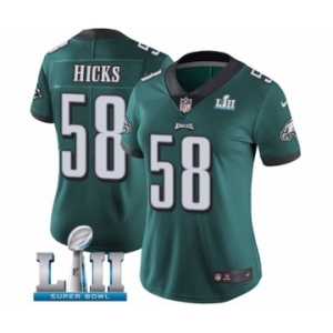 Women's Nike Philadelphia Eagles #58 Jordan Hicks Midnight Green Team Color Vapor Untouchable Limited Player Super Bowl LII NFL Jersey