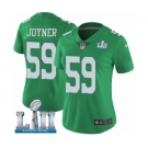 Women's Nike Philadelphia Eagles #59 Seth Joyner Limited Green Rush Vapor Untouchable Super Bowl LII NFL Jersey