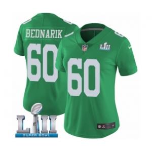 Women's Nike Philadelphia Eagles #60 Chuck Bednarik Limited Green Rush Vapor Untouchable Super Bowl LII NFL Jersey
